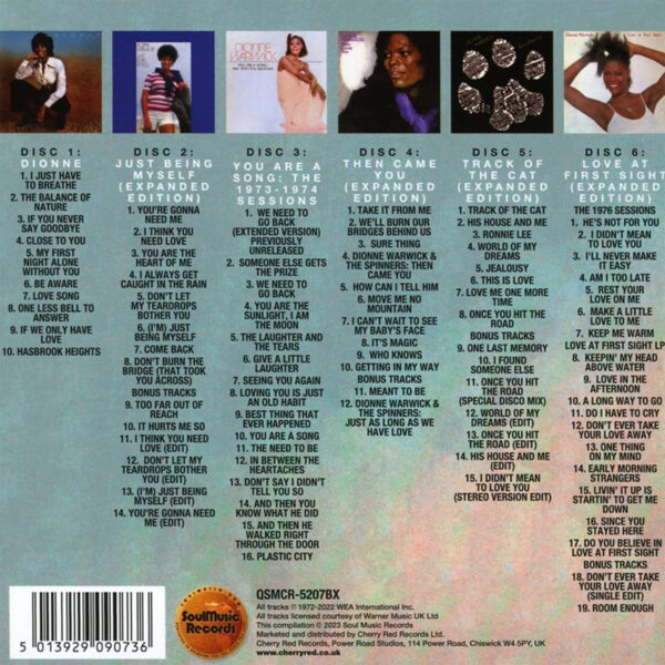 Dionne Warwick - Sure Thing - The Warner Bros. Recordings 1972-1977 back cover